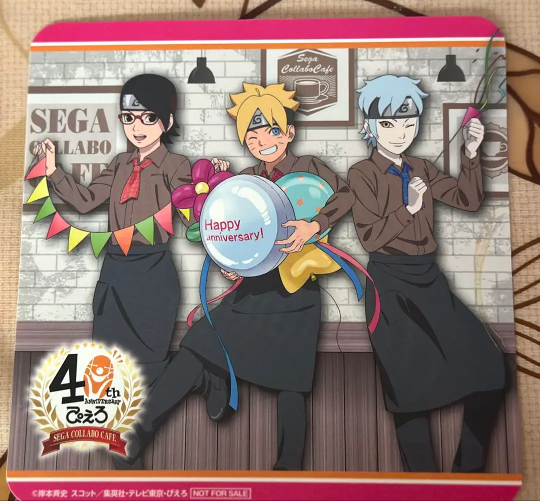 NARUTO カカシ　コースター　セガコラボカフェ ぴえろ 40周年 セガコラボカフェ秋葉原 2号館 ぴえろ40周年記念