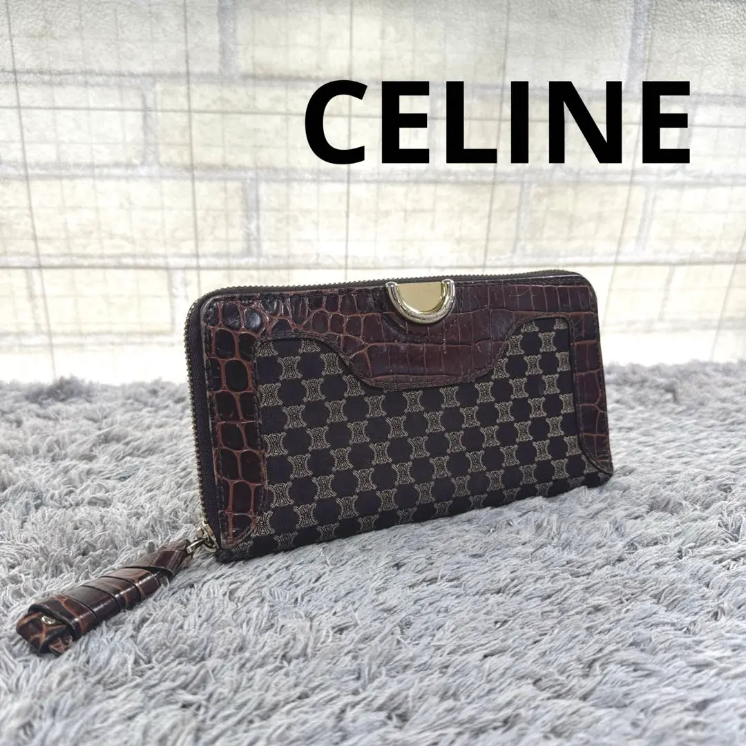 新品同様‼️ 現行　セリーヌ　CELINE 長財布　マガダム柄　ラウンドファスナー CELINE セリーヌ ラウンドファスナー長財布 マカダム柄
