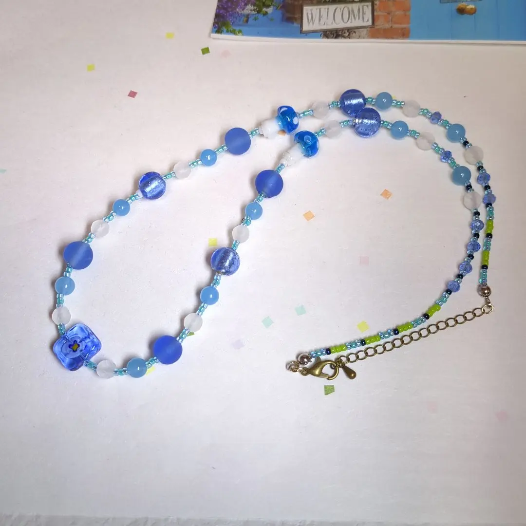 藍色系玻璃項鍊 的縮圖
