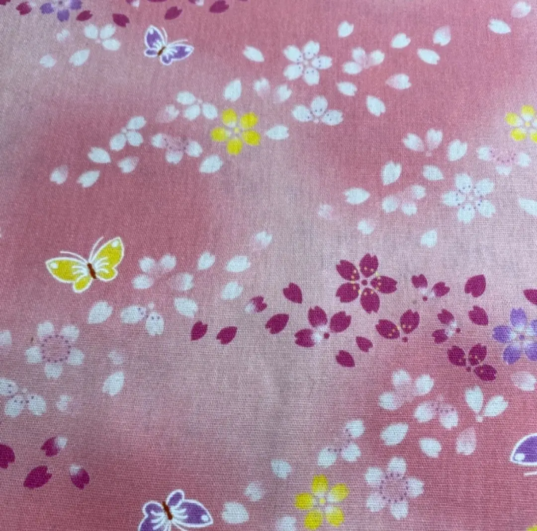 Thumbnail of Pink butterfly and floral print fabric
