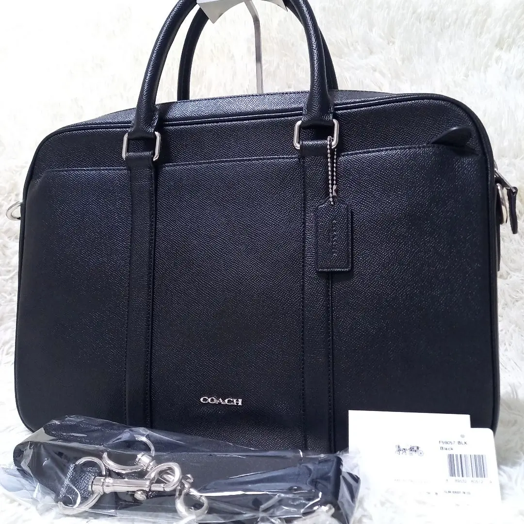 美品✨COACH コーチ 2way ビジネスバッグ レザー 紺 F59057 美品◇コーチ 2WAYビジネスバック フリースケース A4可レザー