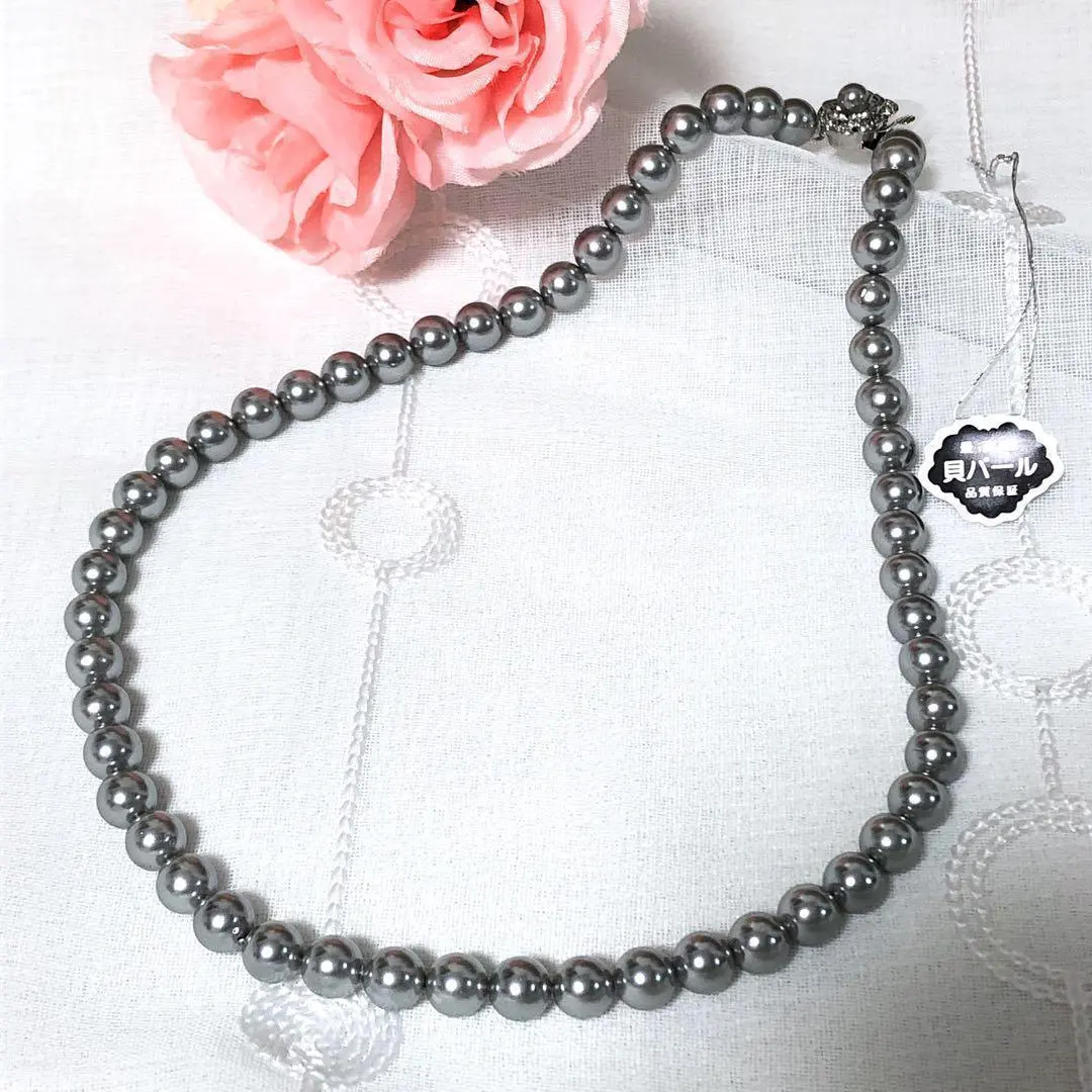 Thumbnail of Anonymous Delivery, New, Unused, Genuine Shell Pearl Necklace, 47cm, 8mm Gray, Formal