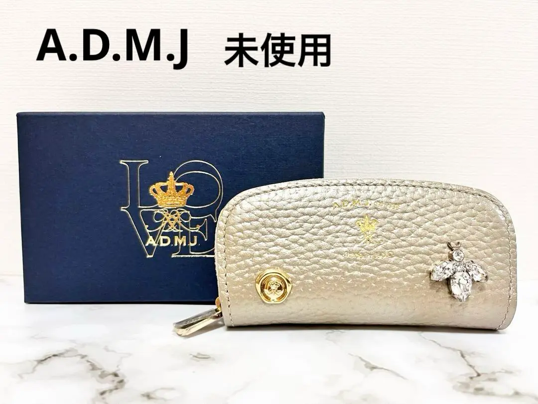 【新品未使用・人気色】ADMJ クロコ型押し ザ・ビーコインケース カーキ 新品未使用・人気色】ADMJ クロコ型押し ザ・ビーコインケース