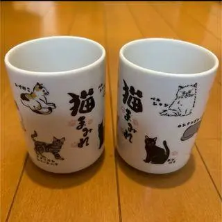 Thumbnail of Cat Illustration Yunomi Tea Cups, Set of 2