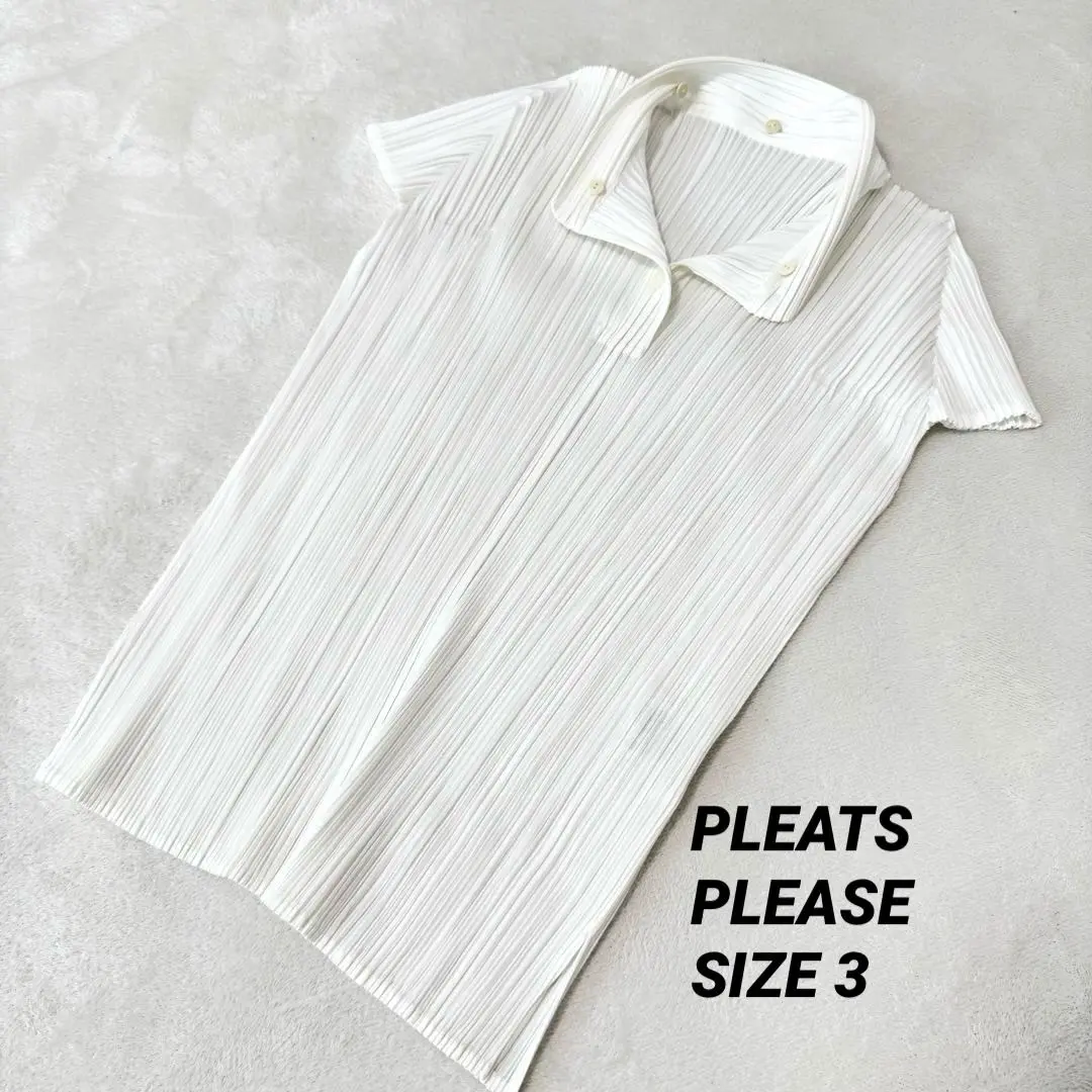 ✴︎ プリーツプリーズ　ホワイト　半袖トップス　サイズ3 美品 2025年最新】PLEATS PLEASE カラー：ホワイト系 半袖(Tシャツ)の