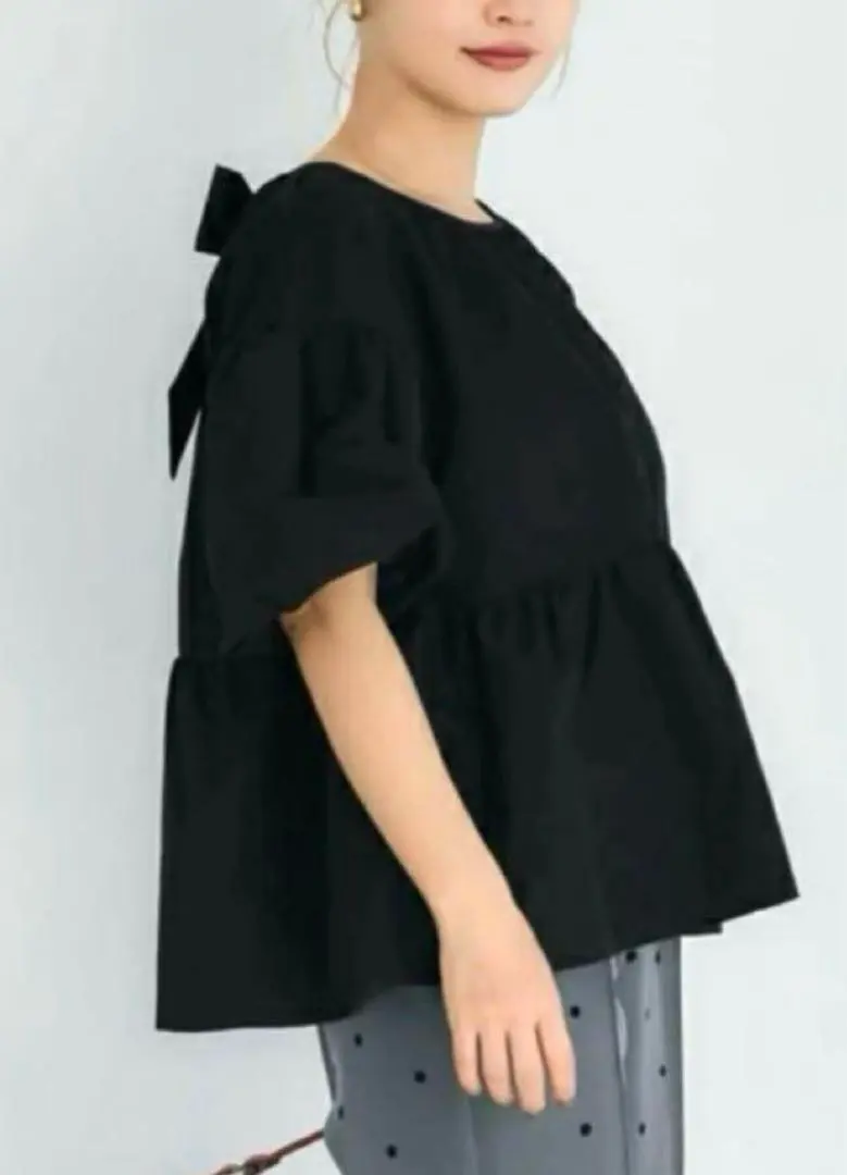 Thumbnail of coca Black Peplum Top Balloon Sleeves