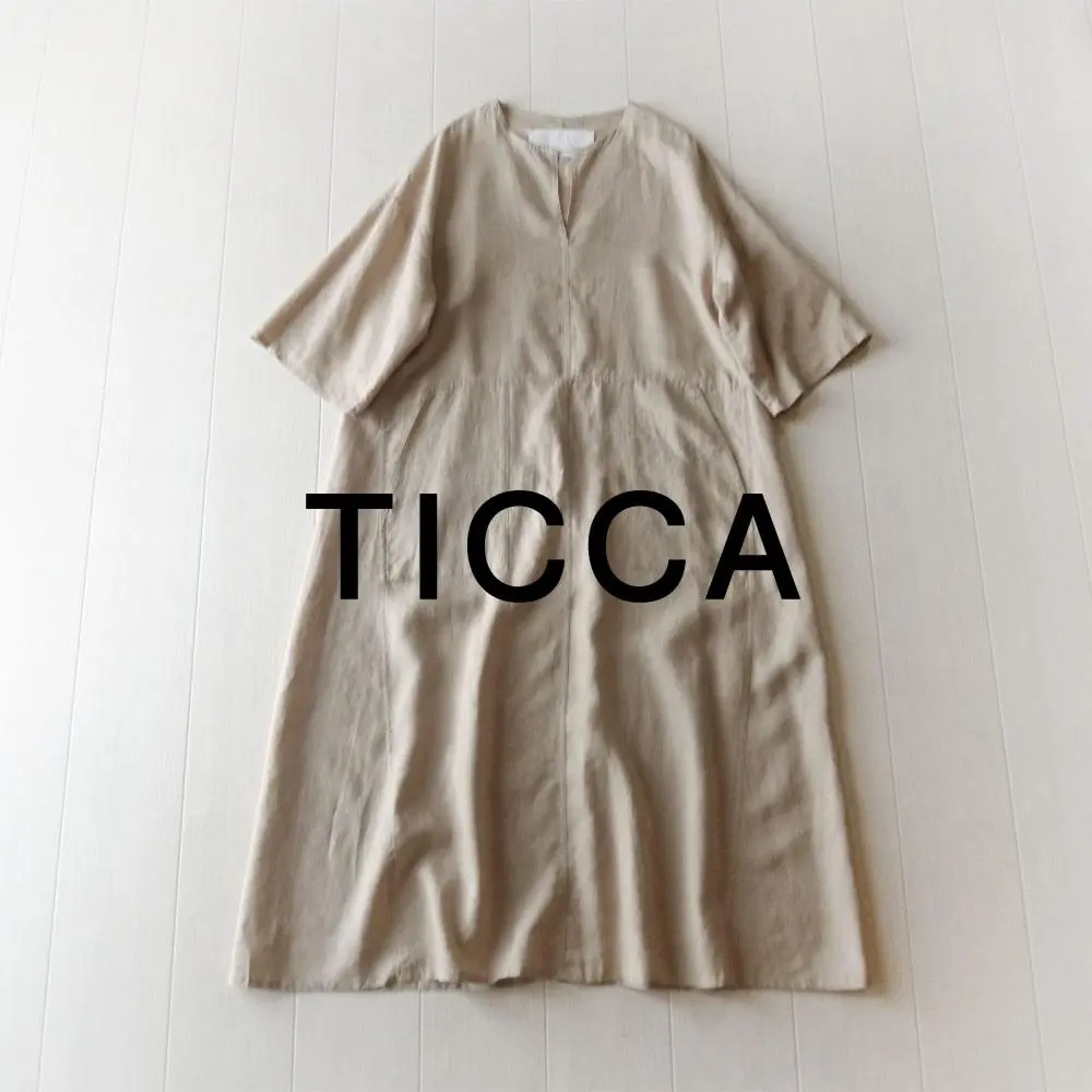美品 TICCA ティッカ キーネックワンピース ロング 半袖 コットン 2025年最新】TICCA ティッカ キーネック半袖ワンピースの人気