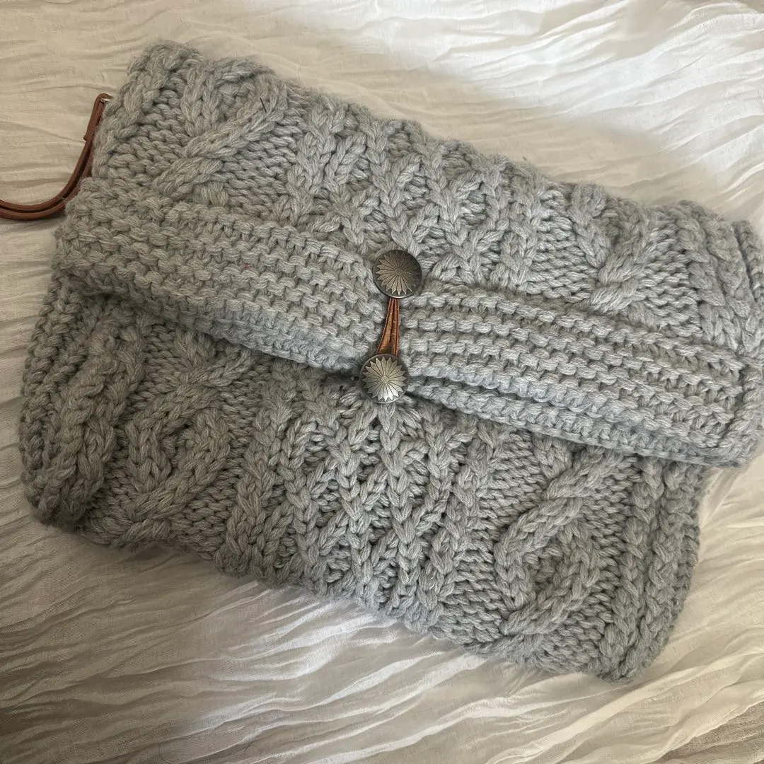 Thumbnail of Gray Cable Knit Clutch Bag