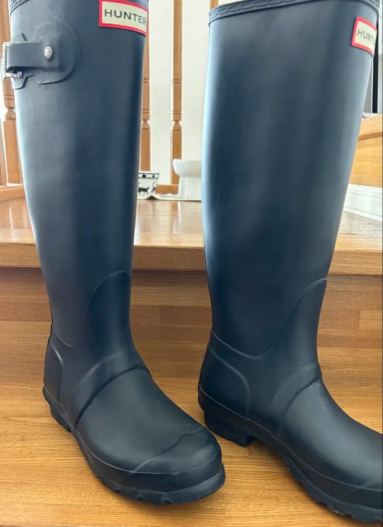 美品★HUNTER ハンター　レインブーツ 長靴 ロング ネイビー 24cm相当 HUNTER 【ランキング1位】HUNTER ハンター ORIGINAL BACK ADJUST