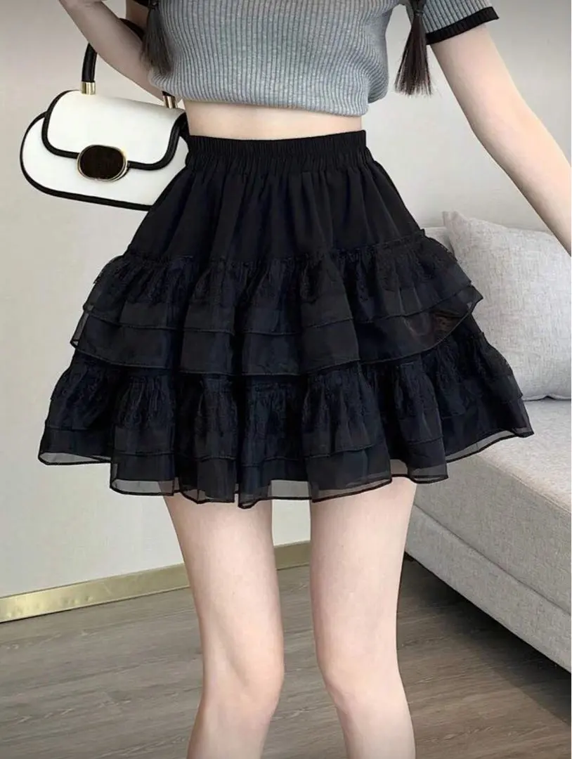 Thumbnail of Plain Ruffle Hem Mini Skirt - Women's - Black