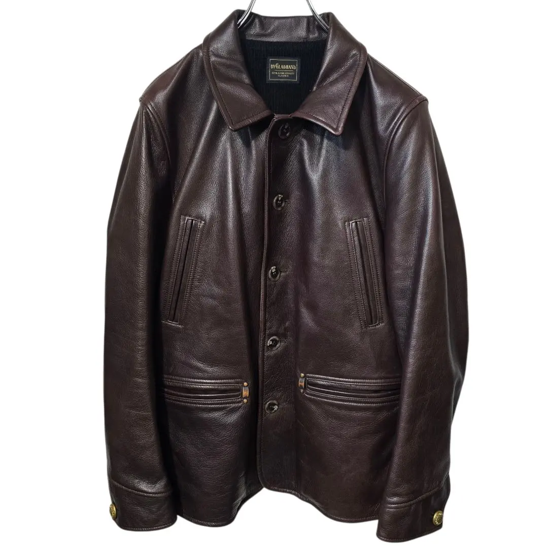 GLADHAND/50s サンプリング/カーコート/パイピングレザー/本革 GLADHAND/50s サンプリング/カーコート/パイピングレザー/本革