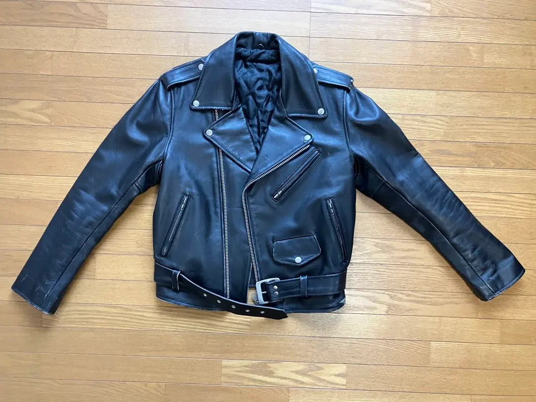 Thumbnail of Black leather double riders jacket