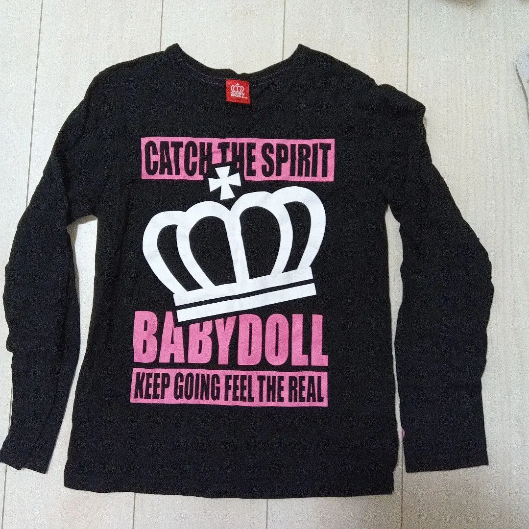 Thumbnail of BABYDOLL Long Sleeve Cut-and-Sew Top, Size 150, Black