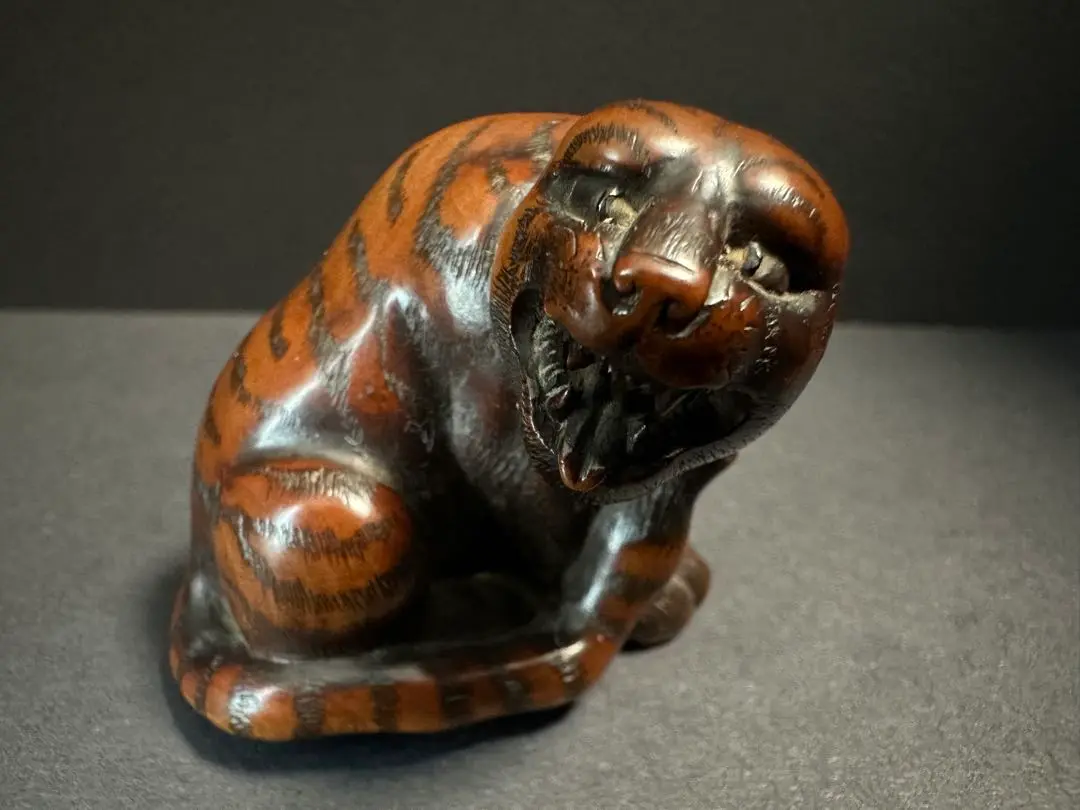 Thumbnail of Netsuke: Wooden Tiger Netsuke, Made by Shōjiki, Edo Period
