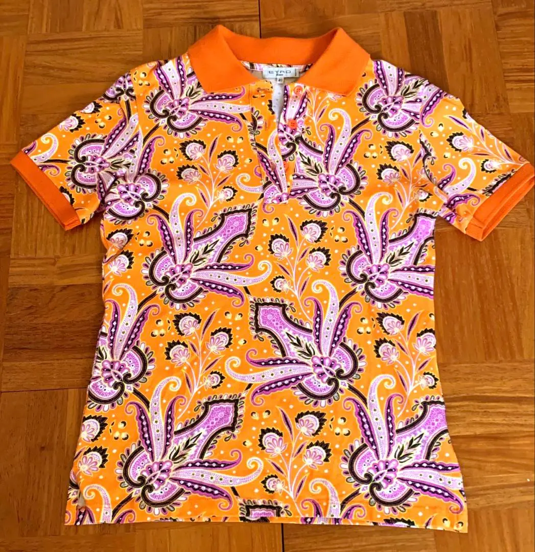 【希少品】ETRO エトロ ペイズリー総柄 半袖ポロシャツ コットン Lサイズ ETRO フローラル ペイズリー ポロシャツ | ブルー | FARFETCH JP