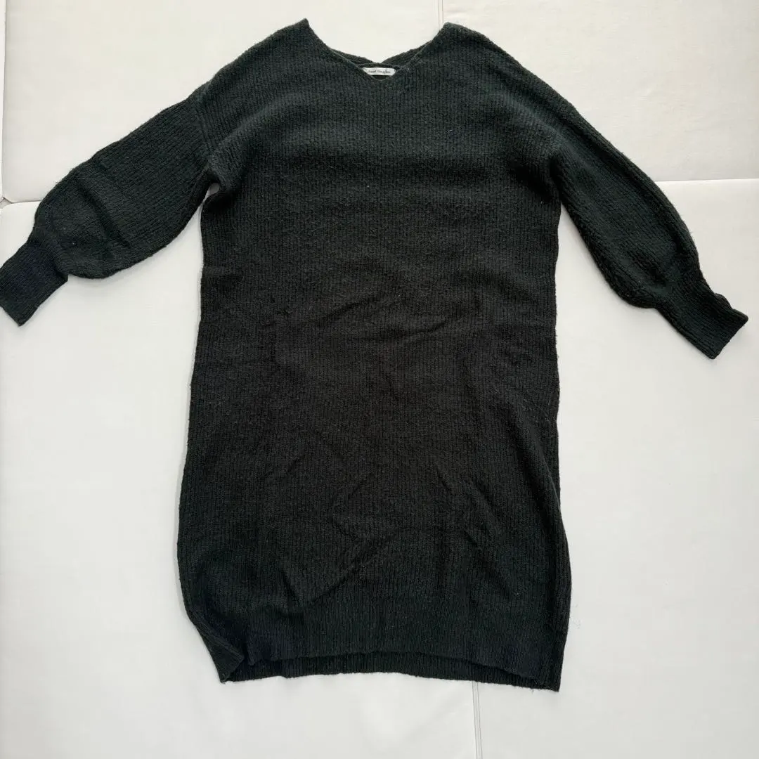 Thumbnail of Natural Beauty Basic Knit Dress, Puff Sleeve, V-neck