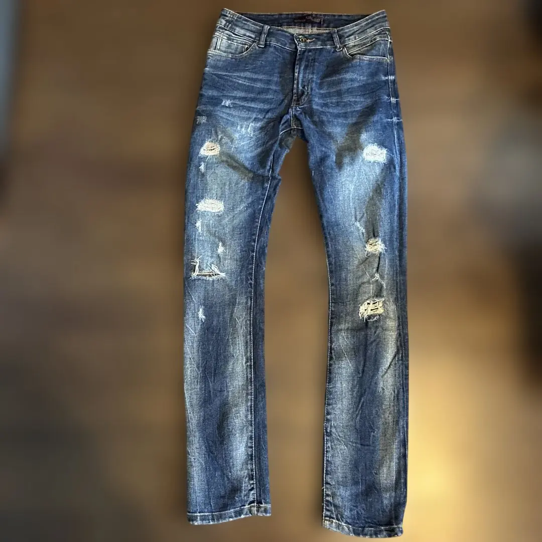 Thumbnail of ZARA Distressed Straight Leg Denim Jeans