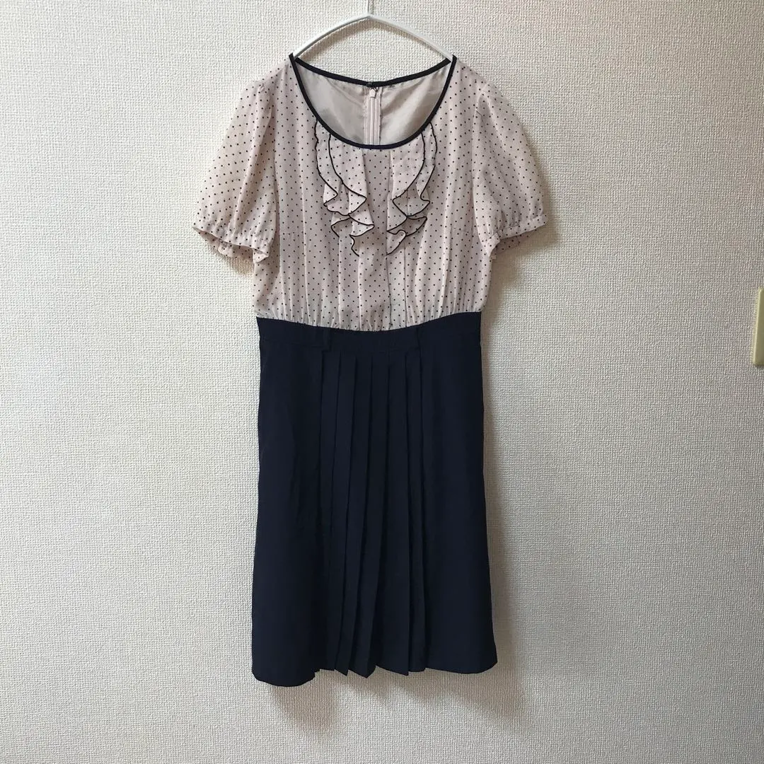 Thumbnail of any sis Dot Pattern Frill Short Sleeve Pleated Skirt Dress