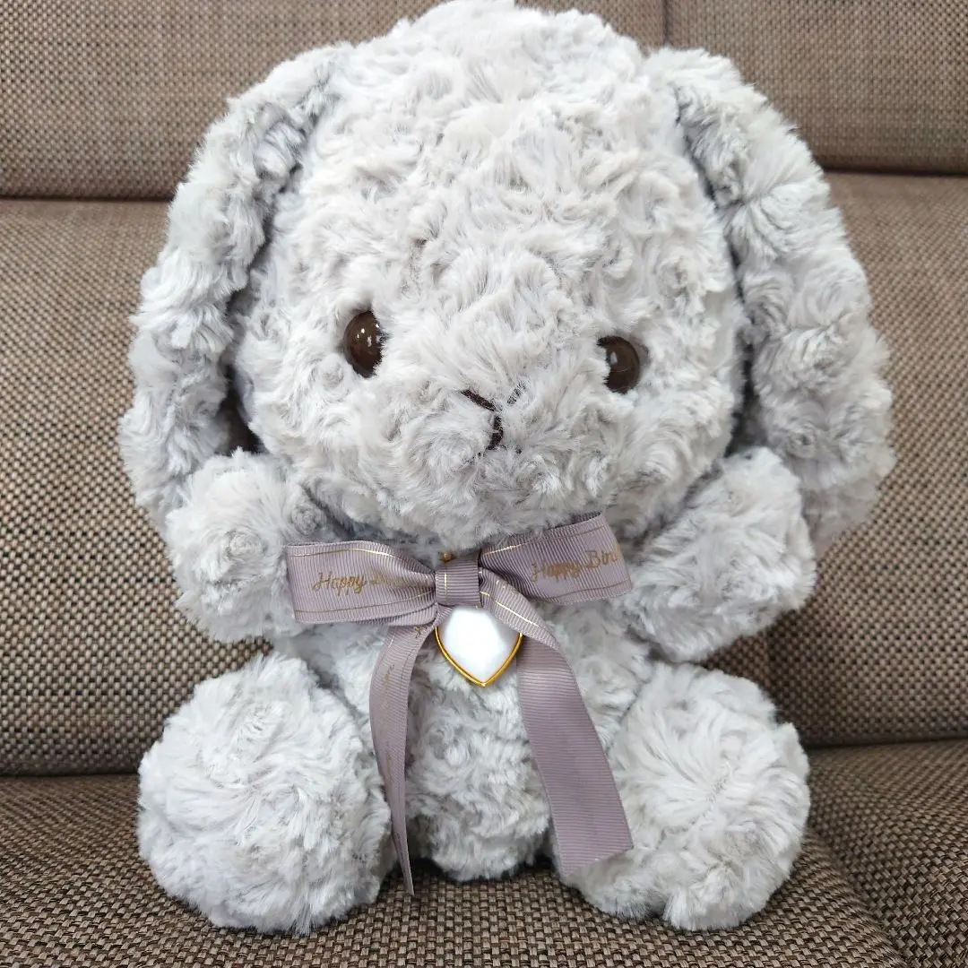 Thumbnail of Happy Birthday Color ☆ Lop-eared Rabbit ☆ Rose Boa Heart L Size