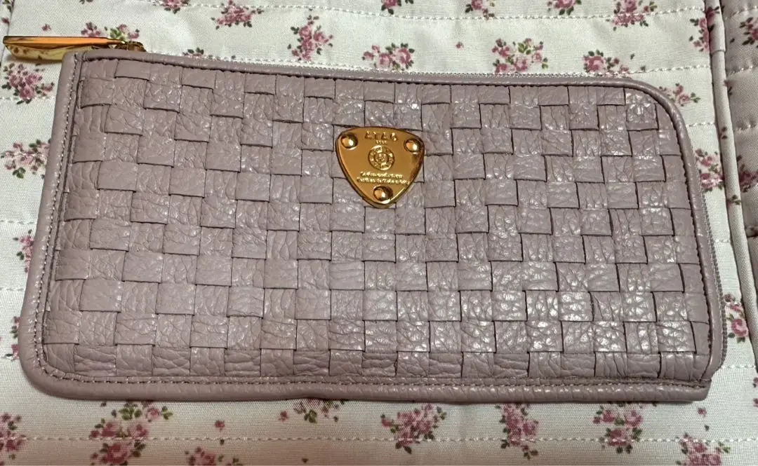✨美品✨　アタオ　スリモ　メッシュ　エクリュ フラッグメントケースのようなイントレチャートの長財布｜slimo