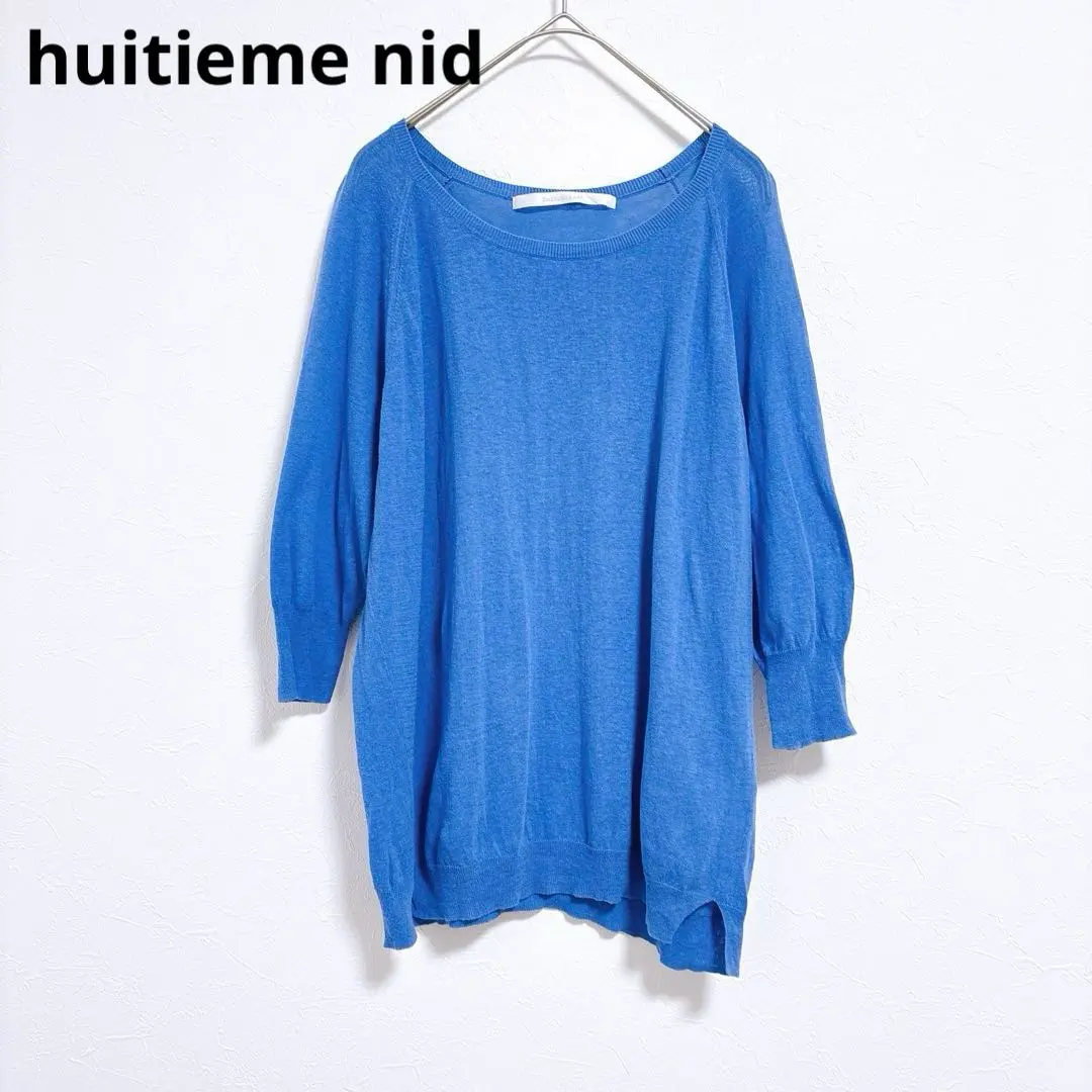 Thumbnail of 【Yui Team】 Knit 3/4 Sleeve Women's Top Thin Cotton Blue
