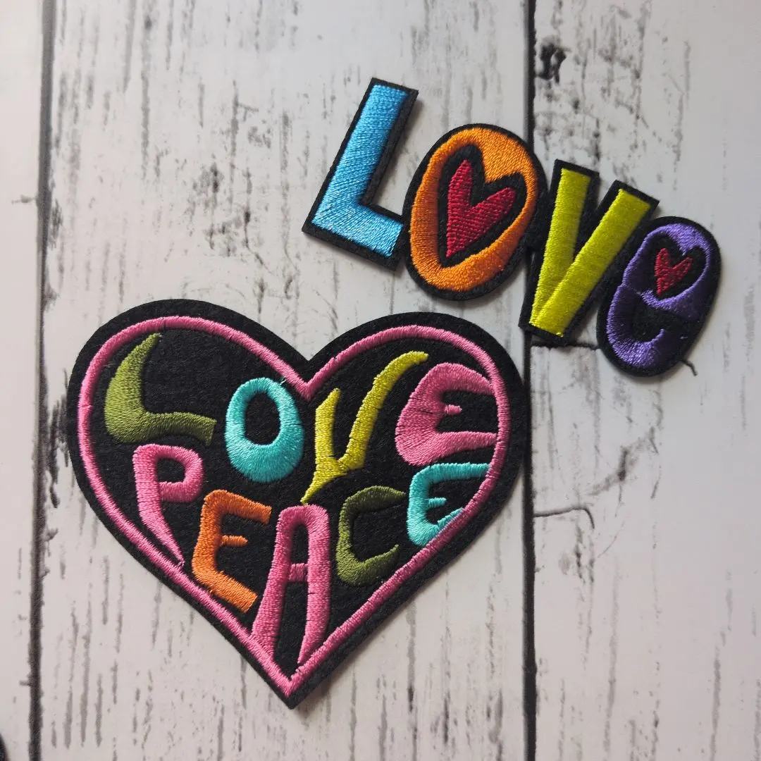Thumbnail of Set of 2★ Love Heart Peace Iron-on Patch