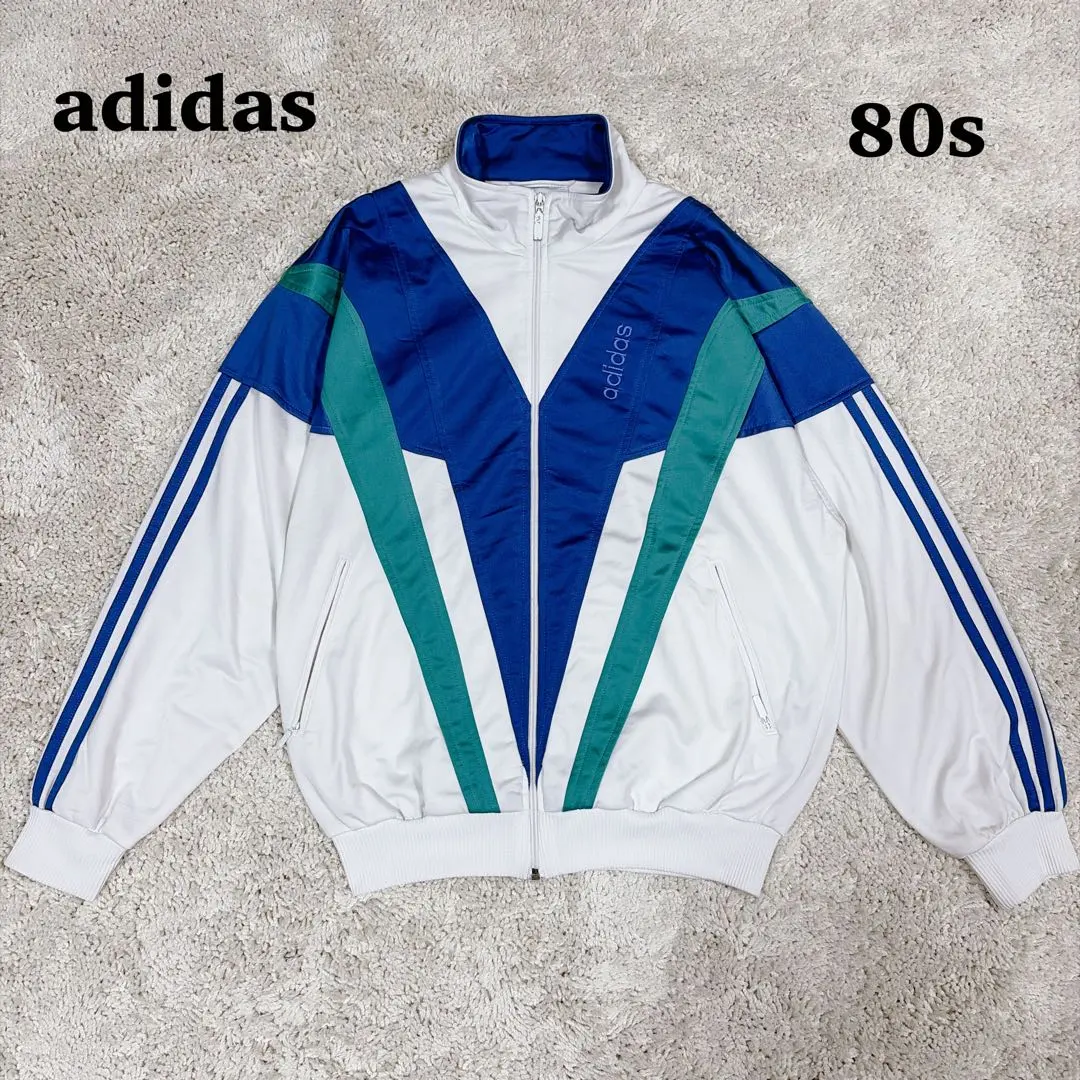 Thumbnail of Rare 80s Adidas Track Jacket Jersey Sleeve Line Logo White