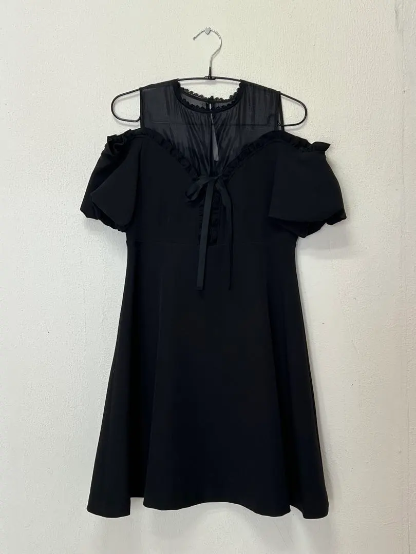 Thumbnail of Off-shoulder black flare dress