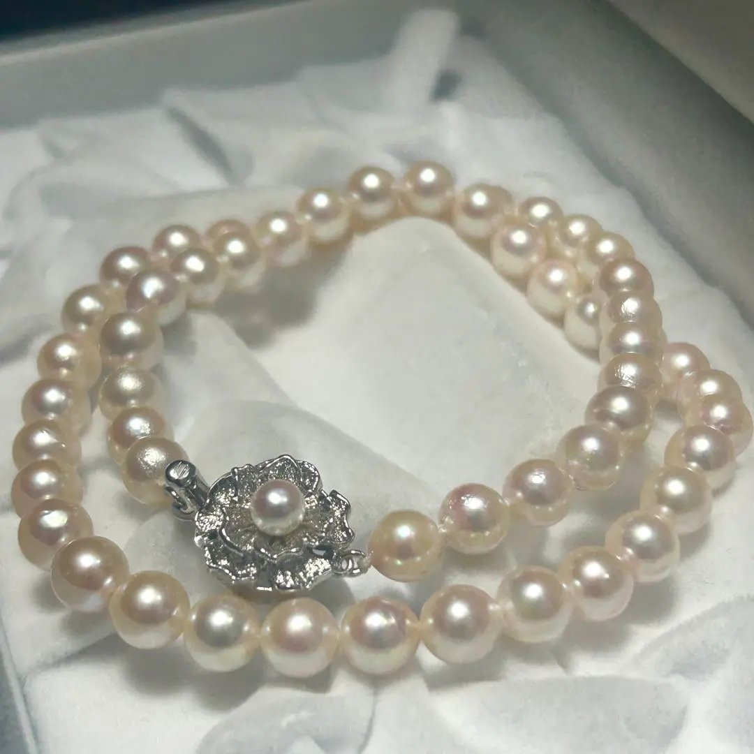 Thumbnail of Luster Strong✨】Akoya Necklace Genuine Pearls 6.9-7.3mm Approx. 43cm Iridescent Color