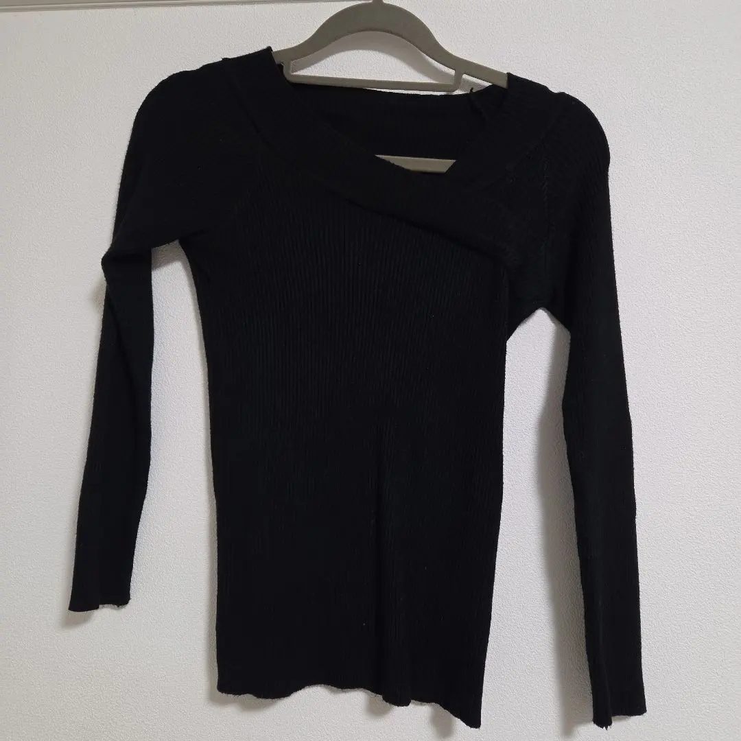 Thumbnail of Ribbed Knit Black Long Sleeve Top