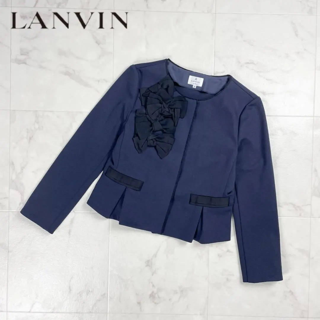 美品 浪凡藍 リボンニットジャケット 海軍藍色 尺寸38*HD67 的縮圖