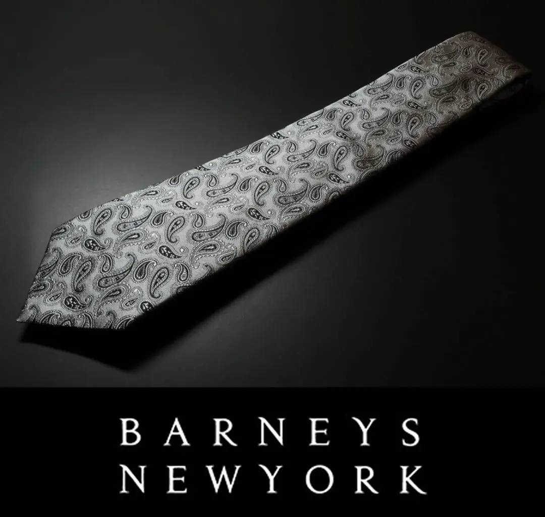 9530◆ペイズリー織柄シルバー◆シルク◆BARNEYS NEWYORK◆新品 2025年最新】BARNEYS NEW YORK カラー:シルバー系 ネクタイの