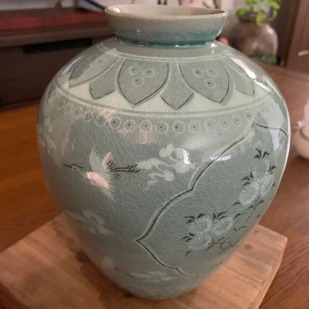 高麗青瓷象嵌菊花紋扁壺　八山 的縮圖