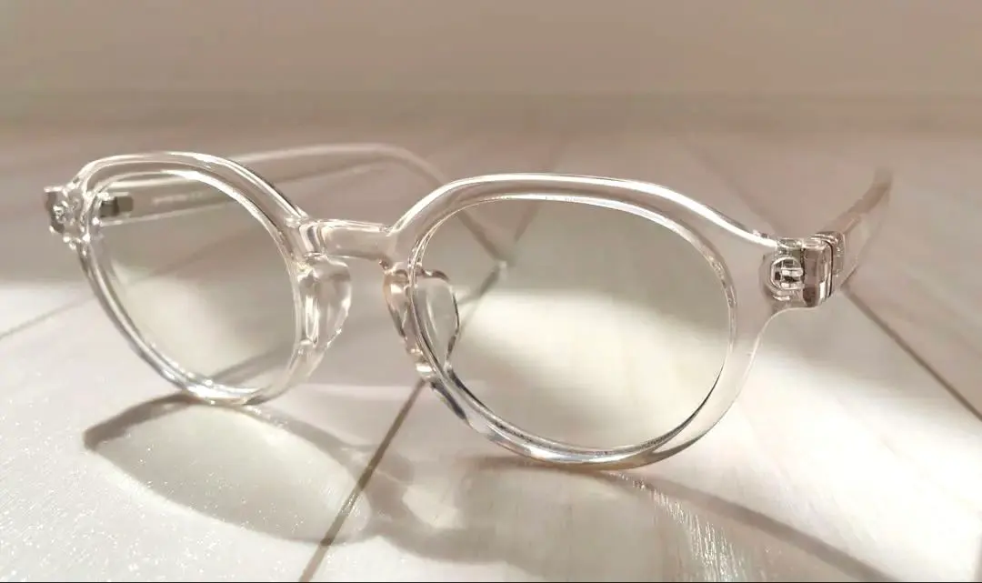 Thumbnail of Weekends and holidays shipping JINS clear frame oval eyeglasses with MUJI case