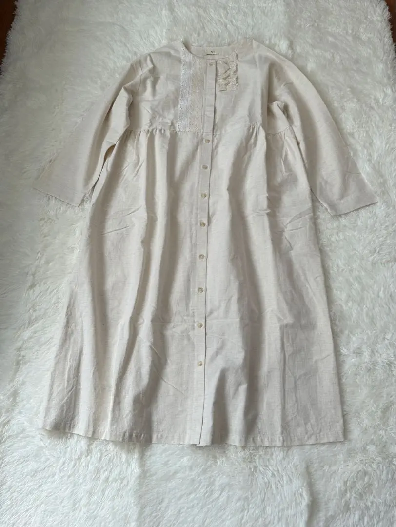 Thumbnail of Excellent Condition Apple House Long Dress Cotton Linen Blend Frills Lace