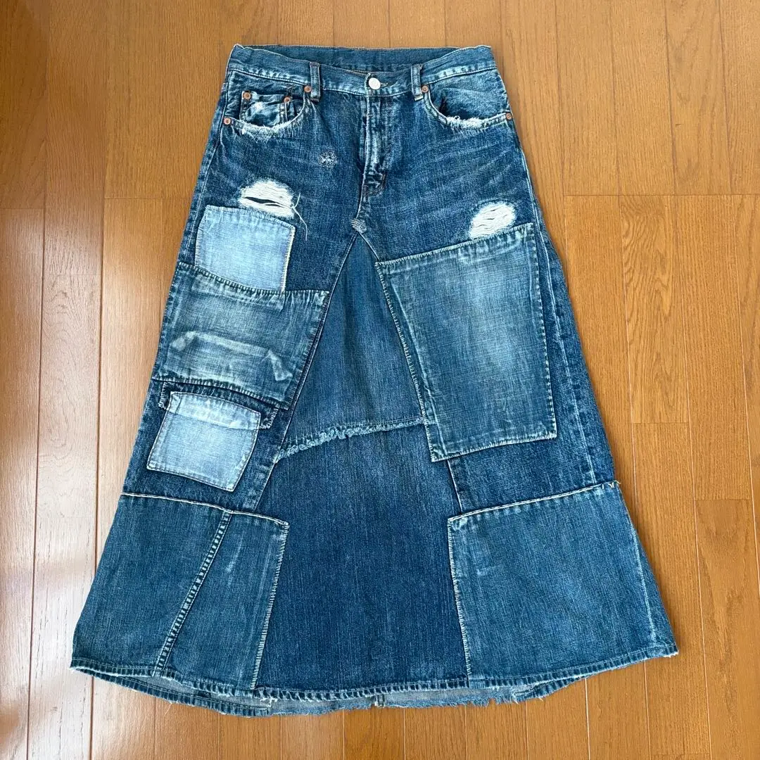 DENIM&DUNGAREE デニムダンガリー ダメージ ロングスカート デニムダンガリー DENIM DUNGAREE Loan Remake Skir(508395601