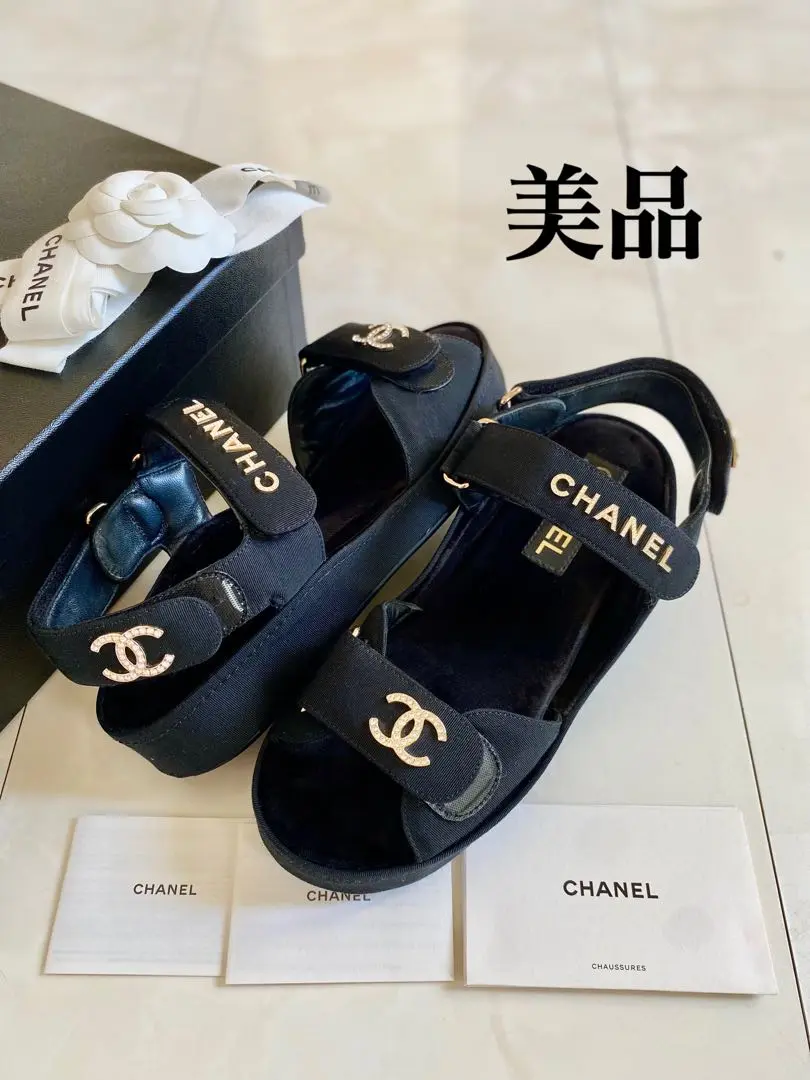 ★可愛いマルチカラーツイード★【CHANEL】フッドベットサンダル ☆可愛いマルチカラーツイード☆【CHANEL】フッドベットサンダル