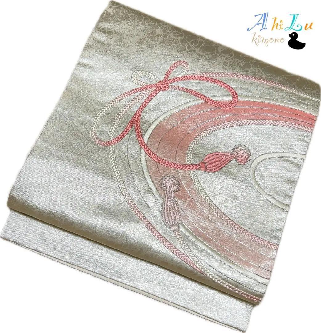 Thumbnail of 【H9128】Nagoya Obi, Nagoya style, Silver Pink, 354cm, for Komon and other casual wear