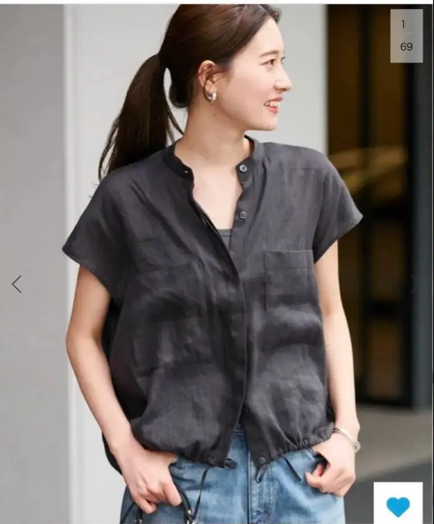 FRAMeWORK キャップスリーブドロストシャツ　ナチュラル　新品　ホワイト ≪追加≫キャップスリーブドロストシャツ（シャツ／ブラウス