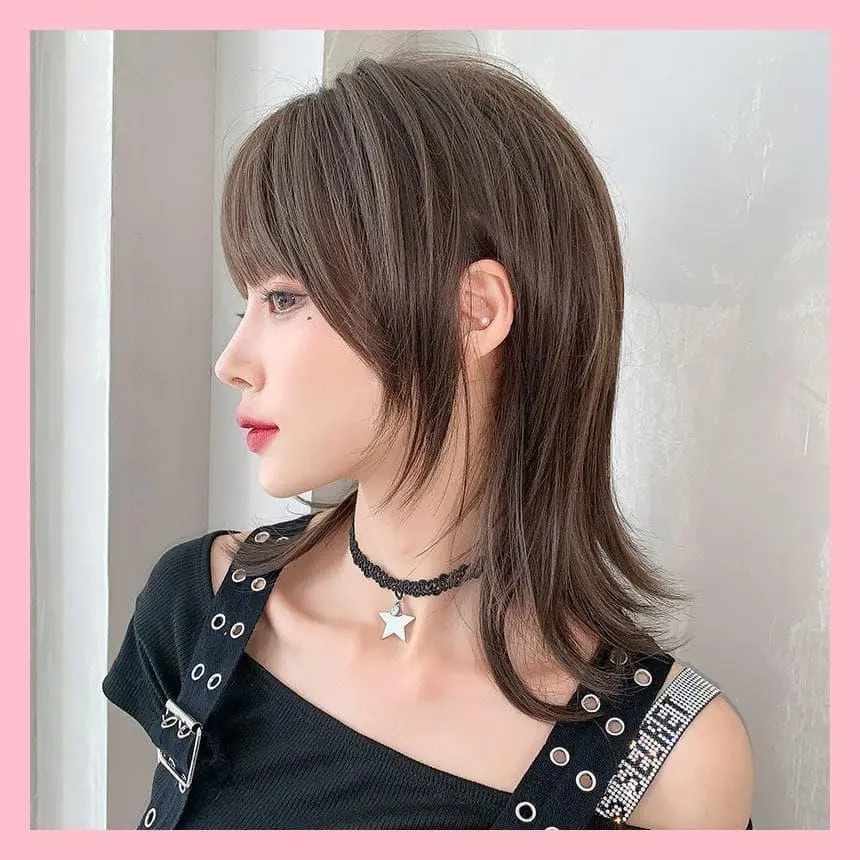 Thumbnail of Anonymous Delivery New Full Wig Semi-Long Wolf Cut Brown Medical Wig