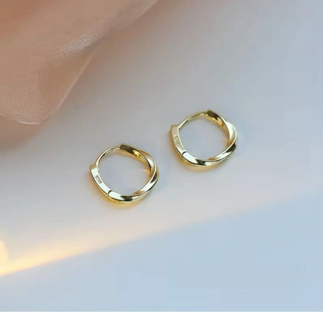 Thumbnail of [Allergy-Friendly] Stainless Steel ✨ Continuous Wear Earrings Mini Hoop Twist Gold