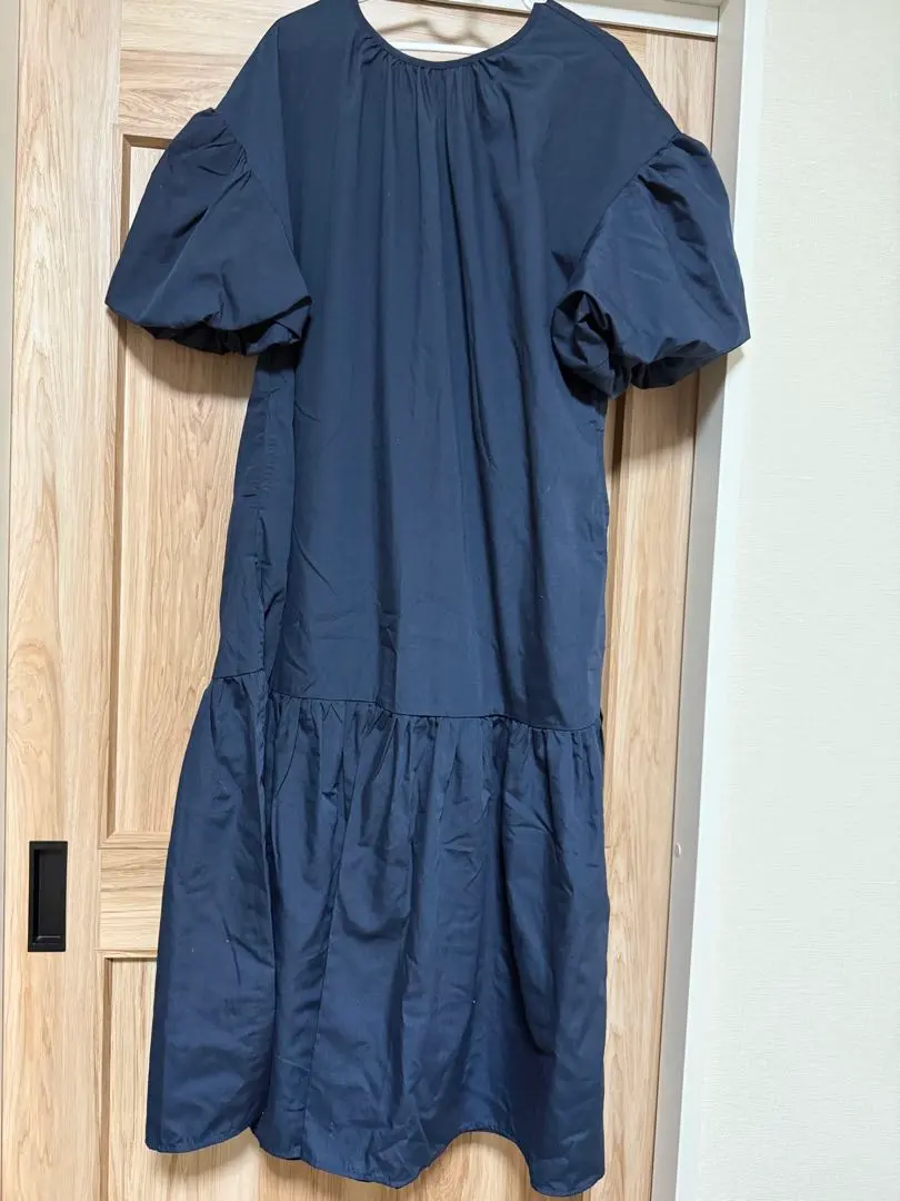 Thumbnail of Navy Short Sleeve Long Dress L Back Ribbon
