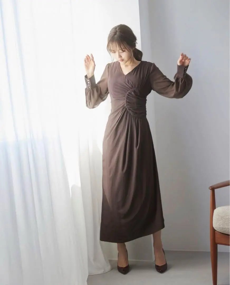 sachat valla サイドオープンフラップステッチワンピース 新品】vallan サイドオープンフラップステッチワンピース