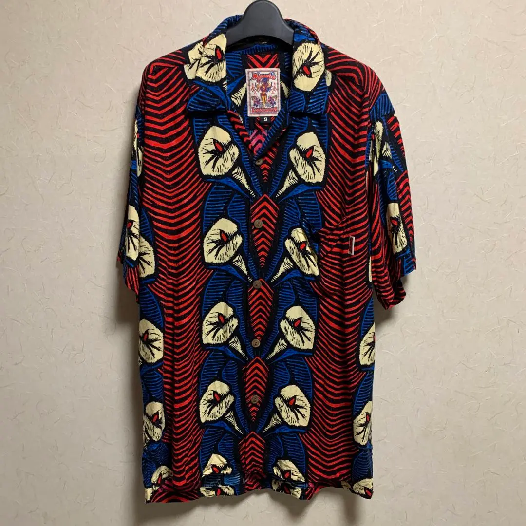 ☆90s Mambo LOUD SHIRTS総柄レーヨン半袖アロハシャツ