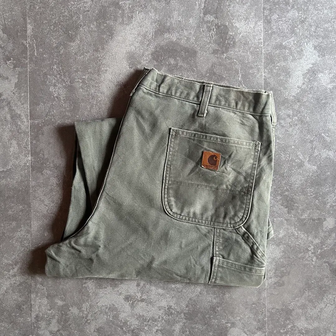 Carhartt 鴨紋工裝褲 W42 L32 卡其色 寬鬆 極粗 的縮圖