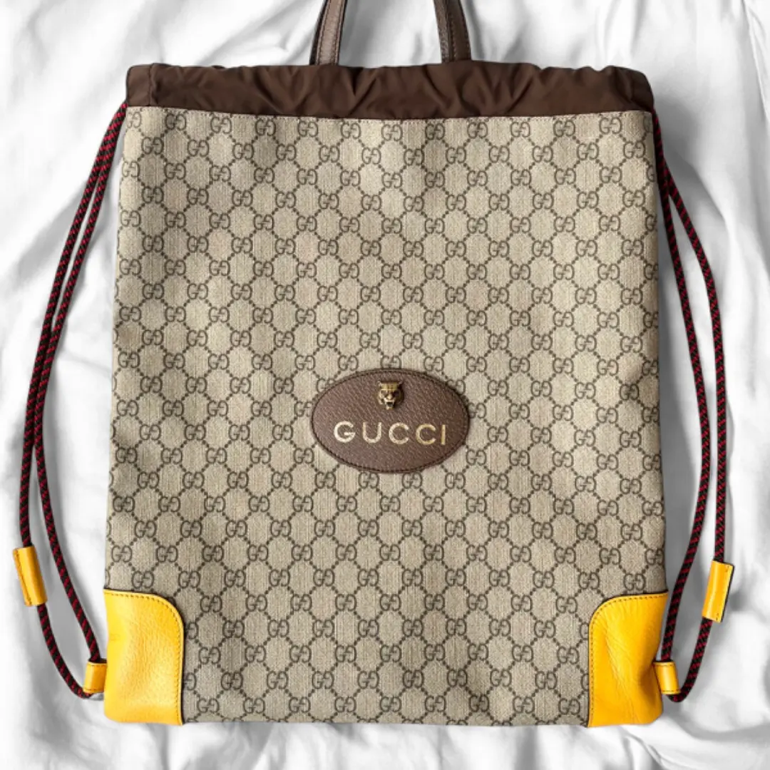 美品 グッチ GGスプリーム ドローストリング バックパック アングリーキャット GUCCI グッチ アングリーキャット ドローストリング 2WAY バック