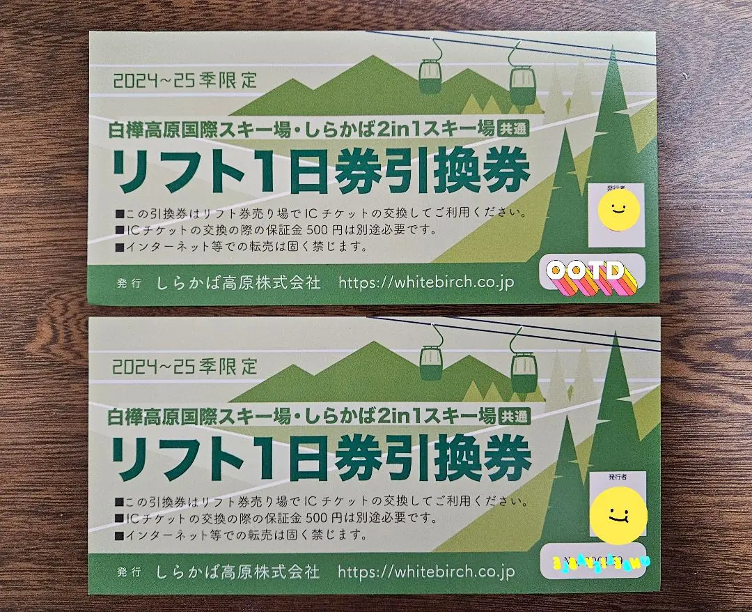 白樺湖 HILLスキー場　リフト１日券 引換券　ペア 共通スキーリフト1日券（引換券） 2025シーズン - 群馬県片品村