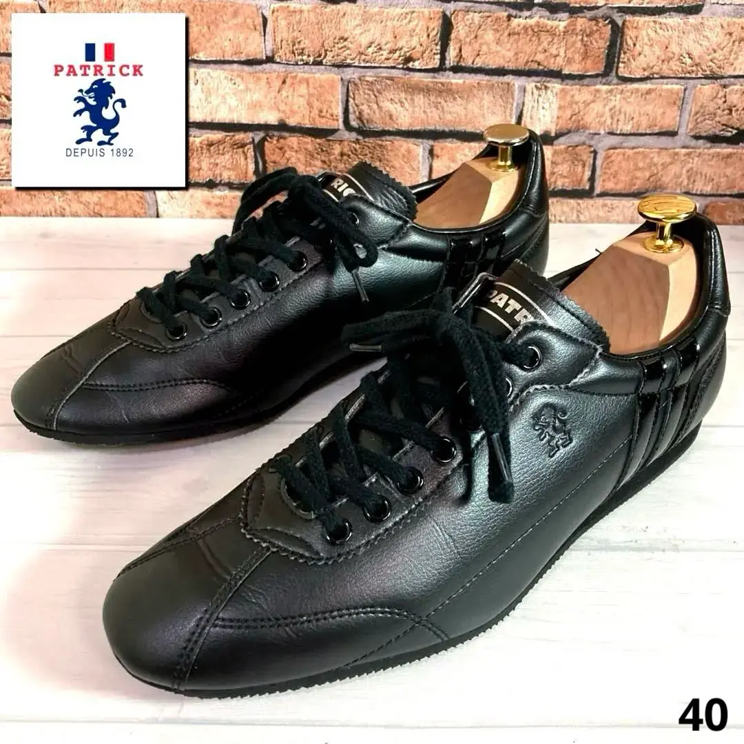 極美品 PATRICK パトリック ダチア レザースニーカー 44黒 27.5 PATRICK パトリック スニーカー レディース メンズ ダチア