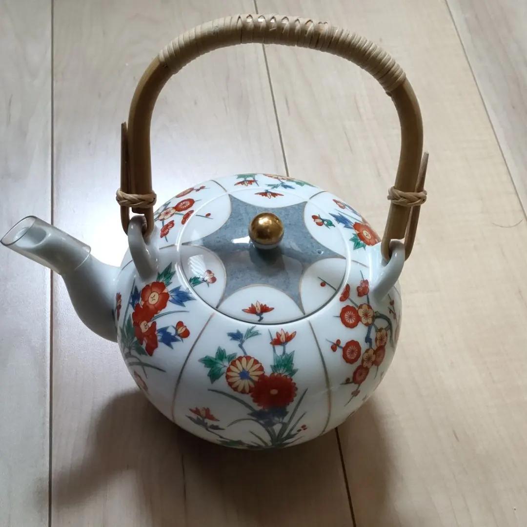 香蘭社*急須*染錦花草紋 的縮圖