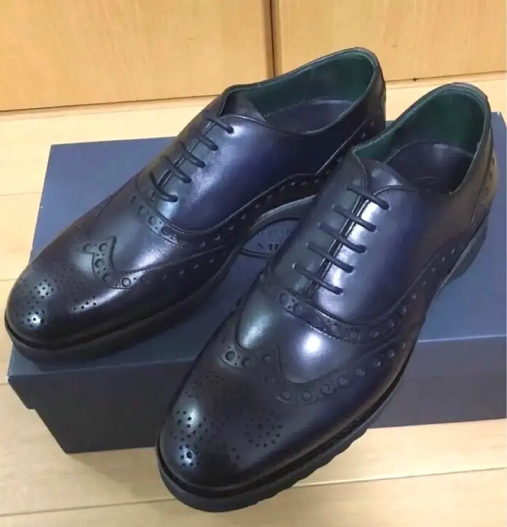 【新品】ベンソンシューズ・仏アノネイカーフスウェードコンビシューズ・フルブローグ 新品】ベンソンシューズ・仏アノネイカーフスウェードコンビ